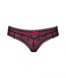 Seductive yet luxe, this pretty in pink thong from Elle MacPherson Intimates is a must-have - Solid pink thong with contrasting lace overlay, lace trim, bow detail - Perfect under virtually every outfit Seductive yet luxe, this pretty in pink thong from Elle MacPherson Intimates is a must-have - Solid pink thong with contrasting lace overlay, lace trim, bow detail - Perfect under virtually every outfit