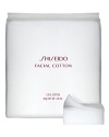 Shiseido Facial Cotton. This exclusive Facial Cotton is 100% natural and uniquely manufactured for a consistent soft, smooth texture. Allows for maximum absorption and assists in the application of Shiseido softeners.