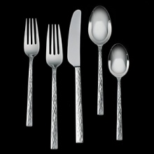 Hammered Flatware is made of stainless steel and features a hammered, three-dimensional design on a modern chopstick-inspired shape. Vera Wang Stainless Steel Flatware Collection communicates its quality and sophistication with a significant weight and dimension. Detailed and balanced this flatware is perfect for both a traditional or modern setting. High quality 18/10 stainless steel flatware. Hammered Flatware is made of stainless steel and features a hammered, three-dimensional design on a modern chopstick-inspired shape. Vera Wang Stainless Steel Flatware Collection communicates its quality and sophistication with a significant weight and dimension. Detailed and balanced this flatware is perfect for both a traditional or modern setting. High quality 18/10 stainless steel flatware.