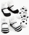 Keeping her toes comfy is as simple as black and white with this Baby Starters socks 3-pack.