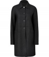 Subtle sophistication is achieved effortlessly with this ultra-luxe wool-cashmere-blend coat from Jil Sander Navy - Spread collar, front button placket, long sleeves, slash pockets, belted back detail - Slim, straight silhouette - Wear with an office-ready look or with skinny jeans and a pullover