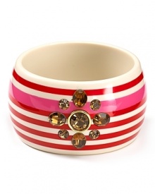 Flash your style credentials in Juicy Couture's oversized enamel bangle. With chunky stripes and shimmering gems, this bracelet is prep cool. Flash your style credentials in Juicy Couture's oversized enamel bangle. With chunky stripes and shimmering gems, this bracelet is prep cool.