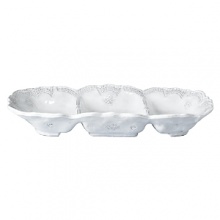 Handmade from Venetian terra marrone, or brown clay, these ornately sculpted 3-part serving trays are inspired by the early Baroque period of Italian art and architecture. Handmade from Venetian terra marrone, or brown clay, these ornately sculpted 3-part serving trays are inspired by the early Baroque period of Italian art and architecture.