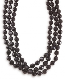 72 inches worth of bold beads are perfect for layering. Rope necklace crafted by Carolee features faceted jet beads (10 mm) set in hematite-plated mixed metal. Approximate length: 72 inches. 72 inches worth of bold beads are perfect for layering. Rope necklace crafted by Carolee features faceted jet beads (10 mm) set in hematite-plated mixed metal. Approximate length: 72 inches.