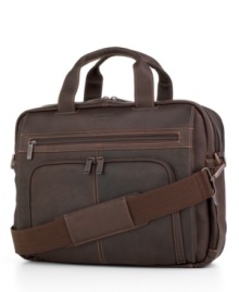 Your needs are always changing, so create the space you need. This handsome case has a rugged, well-traveled look, readily expanding to accommodate all your essentials. Its solid leather construction is perfect for protection, securing laptops with screens up to 15.4 in its padded computer pocket. Your needs are always changing, so create the space you need. This handsome case has a rugged, well-traveled look, readily expanding to accommodate all your essentials. Its solid leather construction is perfect for protection, securing laptops with screens up to 15.4 in its padded computer pocket.