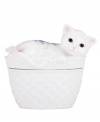 This little kitty is just begging for treats. In elegant white porcelain with a woven basket texture and sweet sculpted cover, this Butterfly Meadow bowl adds irresistible whimsy to casual tables. Qualifies for Rebate