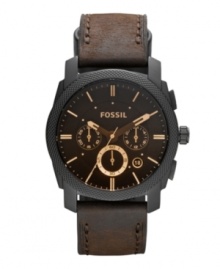 Rugged and ready, this Machine watch by Fossil is masculinity defined. Rugged and ready, this Machine watch by Fossil is masculinity defined.