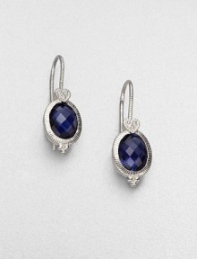 From the La Petite Collection. Faceted, rich corundum set in textured sterling silver accented with brilliant white sapphires. CorundumWhite sapphireSterling silverDrop, about .4Hook backImported From the La Petite Collection. Faceted, rich corundum set in textured sterling silver accented with brilliant white sapphires. CorundumWhite sapphireSterling silverDrop, about .4Hook backImported