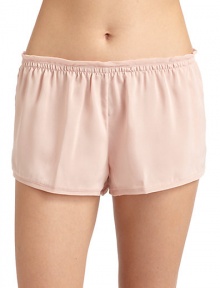 THE LOOKElastic waistbandRuffled chiffon trim at waist and hemTHE FITRise, about 8Inseam, about 2THE MATERIALPolyesterCARE & ORIGINMachine washImported THE LOOKElastic waistbandRuffled chiffon trim at waist and hemTHE FITRise, about 8Inseam, about 2THE MATERIALPolyesterCARE & ORIGINMachine washImported