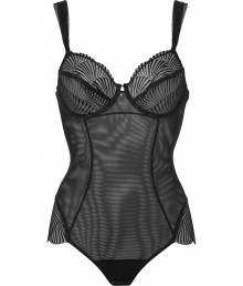 Luxurious bra in soft, black synthetic blend - especially comfortable thanks to the stretch - elegant, scalloped embroidery - unlined, adjustable, size B underwired cups with slightly wider straps - a decorative pearl is between the cups - slim tailoring, with a comfortable, moderately high brief - perfect, snug fit - magical, a dream decollete, and a slender silhouette - stylish, sexy, seductive - works perfectly under (almost) all outfits Luxurious bra in soft, black synthetic blend - especially comfortable thanks to the stretch - elegant, scalloped embroidery - unlined, adjustable, size B underwired cups with slightly wider straps - a decorative pearl is between the cups - slim tailoring, with a comfortable, moderately high brief - perfect, snug fit - magical, a dream decollete, and a slender silhouette - stylish, sexy, seductive - works perfectly under (almost) all outfits