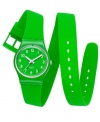 Wrap your wrists in sporty style with this bright silicone Lady Green collection Swatch watch.