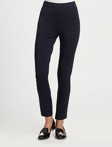 Flattering compact stretch jersey, tailored in a slim silhouette and finished with ankle zippers.Self waistbandZipper cuffsConcealed side zipInseam, about 2775% viscose/17% nylon/8% elastaneDry cleanMade in Italy of imported fabricModel shown is 5'9 (175cm) wearing US size 4. Flattering compact stretch jersey, tailored in a slim silhouette and finished with ankle zippers.Self waistbandZipper cuffsConcealed side zipInseam, about 2775% viscose/17% nylon/8% elastaneDry cleanMade in Italy of imported fabricModel shown is 5'9 (175cm) wearing US size 4.