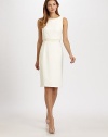 Chic, classic, and artfully tailored, with a banded waist to enhance the feminine silhouette.Jewel necklineSleevelessBanded waistBack ventConcealed back zipSilk liningAbout 24 from natural waist61% viscose/39% acetateDry cleanMade in Italy of imported fabricModel shown is 5'11 (180cm) wearing US size 4.OUR FIT MODEL RECOMMENDS ordering true size. 