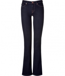 Beyond basic, these dark blue boot-cut jeans from J Brand are perfect for seasonal looks and year-round style - Stretch cotton creates a skinny, figure-flattering look that is sexy, yet casual - Contrasting stitching and classic five-pocket design - Style with a business blouse and blazer, or with a tunic top and wedge heels Beyond basic, these dark blue boot-cut jeans from J Brand are perfect for seasonal looks and year-round style - Stretch cotton creates a skinny, figure-flattering look that is sexy, yet casual - Contrasting stitching and classic five-pocket design - Style with a business blouse and blazer, or with a tunic top and wedge heels