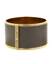 Cuff it out! Snap up styles featuring the latest cuff bracelet craze in versatile neutral colors. Vince Camuto's blush patent leather color mixes and matches effortlessly with any ensemble. Crafted in gold tone mixed metal. Approximate diameter: 2 inches. Cuff it out! Snap up styles featuring the latest cuff bracelet craze in versatile neutral colors. Vince Camuto's blush patent leather color mixes and matches effortlessly with any ensemble. Crafted in gold tone mixed metal. Approximate diameter: 2 inches.