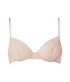 Sexy blush crochet lace underwire bra - This sultry yet sweet bra is perfect under any outfit - Adorable crochet lace detail and versatile blush color - Made by high-end intimate apparel brand Kiki de Montparnasse