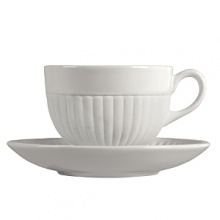 Edme teacup by Wedgwood. Wedgwood marks the 100th anniversary of its classic Edme collection with a refreshing update of its timeless pattern. A new antique white glaze enhances the elegant colannade embossment and laurel motif accent pieces. Sophisticated shapes and generously sized pieces make this pattern ideal for today's lifestyle. Edme teacup by Wedgwood. Wedgwood marks the 100th anniversary of its classic Edme collection with a refreshing update of its timeless pattern. A new antique white glaze enhances the elegant colannade embossment and laurel motif accent pieces. Sophisticated shapes and generously sized pieces make this pattern ideal for today's lifestyle.