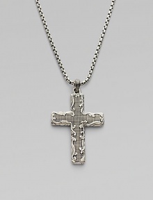 A distinguishing mix of textures lend fresh character to a sterling silver cross pendant. From the Waves Collection Sterling silver Box-chain necklace Length, about 22 Lobster clasp Imported A distinguishing mix of textures lend fresh character to a sterling silver cross pendant. From the Waves Collection Sterling silver Box-chain necklace Length, about 22 Lobster clasp Imported