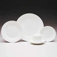 This eclectic service with its beautifully-detailed basket-style relief is an everyday white china for those who appreciate the unique. Bone china. This eclectic service with its beautifully-detailed basket-style relief is an everyday white china for those who appreciate the unique. Bone china.