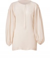 Feminine and fine, See by Chlo?s silk-blend blouse is a romantic staple with endless wearing possibilities - Rounded neckline, wide pleated sleeves, gathered ruffled shoulders and cuffs, hidden partial button-down front - Softly tailored fit - Wear with leather leggings and suede ankle boots, or tuck into high-waisted pencil skirts with platform peep-toes