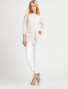 A crisp, stretch cotton style with clean lines and alluring back vents.Side zipperBack seamsBack ventsInseam, about 2763% cotton/31% nylon/6% elastaneDry cleanMade in USA of imported fabric Model shown is 5'10 (177cm) wearing US size 4. A crisp, stretch cotton style with clean lines and alluring back vents.Side zipperBack seamsBack ventsInseam, about 2763% cotton/31% nylon/6% elastaneDry cleanMade in USA of imported fabric Model shown is 5'10 (177cm) wearing US size 4.