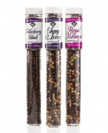 Enhance the flavors of your favorite meals with these gourmet peppercorns. Explore the rich tastes, sharp notes and bold aromas of each and fall in love with the peppercorns that professional chefs swear by. Enhance the flavors of your favorite meals with these gourmet peppercorns. Explore the rich tastes, sharp notes and bold aromas of each and fall in love with the peppercorns that professional chefs swear by.