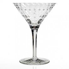 Made entirely from hand, each piece of William Yeoward Crystal draws its inspiration from antique crystal pieces originally made in England during the 18th and early 19th centuries. Here, a design from 1790 is still unbelievably contemporary with decorative matte and polished bubbles adorning a mod martini glass. Made entirely from hand, each piece of William Yeoward Crystal draws its inspiration from antique crystal pieces originally made in England during the 18th and early 19th centuries. Here, a design from 1790 is still unbelievably contemporary with decorative matte and polished bubbles adorning a mod martini glass.