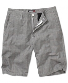 Comfortable cool. Feel fresh with these chino shorts from Quiksilver, with a fine neutral pattern that will make your wardrobe stand out. Comfortable cool. Feel fresh with these chino shorts from Quiksilver, with a fine neutral pattern that will make your wardrobe stand out.