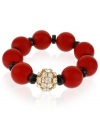 Seeing red is a good thing with this stretch bracelet from Haskell. Gold-tone and black details, as well as glass accents, add to the appeal. Approximate length: 7-1/2 inches.