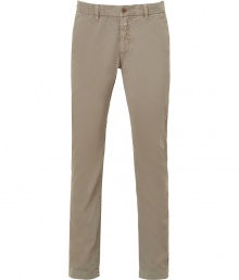 Raise the bar on modern musts with Closeds casually cool beige chinos - In a soft yet durable pure cotton - On trend slim cut, with a medium low rise - Zip fly, belt loops and button closure - Slash pockets at sides, welt pockets at rear - Easily dressed up or down, ideal for pairing with denim shirts, button downs, tees and pullovers Raise the bar on modern musts with Closeds casually cool beige chinos - In a soft yet durable pure cotton - On trend slim cut, with a medium low rise - Zip fly, belt loops and button closure - Slash pockets at sides, welt pockets at rear - Easily dressed up or down, ideal for pairing with denim shirts, button downs, tees and pullovers