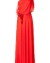 Glamorous evening gown in red silk - Feminine, elegant one-shoulder toga style - Decorative tie belt - The cut: slim and figure-enhancing, the skirt lays in folds and is floor length - Mega elegant, more refined and luxurious than an obviously sexy look - Wear with gold or silver sandals and a suitable evening clutch
