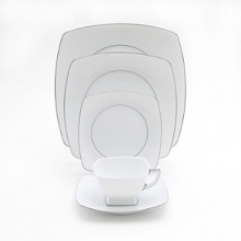 Gleaming platinum rings adorn this very contemporary white china giving it a look that is both traditional and very modern. You'll bring it out again and again for all your special occasions. Gleaming platinum rings adorn this very contemporary white china giving it a look that is both traditional and very modern. You'll bring it out again and again for all your special occasions.