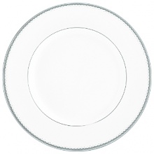 Encircled by scallops and cascading platinum dots, Dentelle brings to mind the exquisitely finished hems of Moniques couture bridal gowns. An accent plate with a full border in soft pearlescent gray casts a subtle shimmer. The refined border design, together with its modern color palette and finish, make this pattern as versatile as it is beautiful. Encircled by scallops and cascading platinum dots, Dentelle brings to mind the exquisitely finished hems of Moniques couture bridal gowns. An accent plate with a full border in soft pearlescent gray casts a subtle shimmer. The refined border design, together with its modern color palette and finish, make this pattern as versatile as it is beautiful.