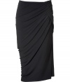 Super sexy anthracite draped jersey skirt - This flattering skirt hugs your body in all the right places - Give your basics a sultry kick by pairing this skirt with a t-shirt and a leather jacket - Style with a slinky tank, fishnets, and peep-toe platforms