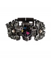 With a bold look and color-accented panther head, Mawis crystal embellished bracelet lends a polish of hard-edge elegance to every outfit - Blue, yellow and pink detailed panther head, hematite-plated brass - Wear with everything from jeans and tees to cocktail frocks and heels