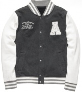 Timeless style. This retro-inspired letterman jacket is full of throwback cool.