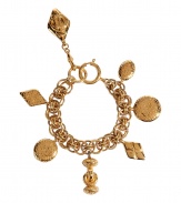 Ultra-chic golden 1980s charm bracelet - This luxurious charm bracelet is authentic 1980s vintage Chanel - Stylish gold-plated bracelet with quirky-cool logo charms on a multi-circle chain - Amp up any outfit with this ultra-chic accessory -Perfect for cocktail attire or to dress up daywear