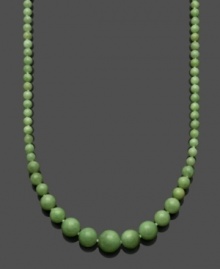 Add a fresh sprig of color to lighten any look. Graduated, jade beads (4-8 mm) with a 14k gold clasp create a look of polished elegance. Approximate length: 18 inches. Add a fresh sprig of color to lighten any look. Graduated, jade beads (4-8 mm) with a 14k gold clasp create a look of polished elegance. Approximate length: 18 inches.