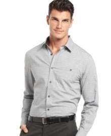 In a classic-fit with and spread collar, this mini-check dress shirt from Perry Ellis is a refined addition to your work wardrobe. In a classic-fit with and spread collar, this mini-check dress shirt from Perry Ellis is a refined addition to your work wardrobe.