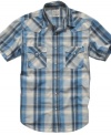 Simple style never fades; it just looks that way.  This washed shirt from Lucky Brand has plenty for fresh casual style.