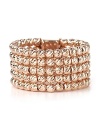 Officia Bernardi's laser cut 18 karat rose gold plated sterling silver ring glitters with luxe, diamond-like sparkle.