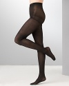 Hue ribbed opaque control top tights provide opaque coverage with a classic rib texture and slimming control panty.