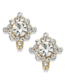 Glittering glass accents and golden shine lend a stunning appearance to these stud earrings from Charter Club. Crafted in gold tone mixed metal, they're an elegant addition to your look for all hours of the day. Approximate diameter: 1/2 inch. Glittering glass accents and golden shine lend a stunning appearance to these stud earrings from Charter Club. Crafted in gold tone mixed metal, they're an elegant addition to your look for all hours of the day. Approximate diameter: 1/2 inch.