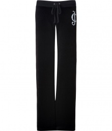 Work an edge of rock n roll attitude into your outfit with Juicy Coutures embellished logo pants - Drawstring waistline, straight leg, sits low on the hips - Style with a tee and cozy pullover, or for a sportier look, with a matching hoodie and flats Work an edge of rock n roll attitude into your outfit with Juicy Coutures embellished logo pants - Drawstring waistline, straight leg, sits low on the hips - Style with a tee and cozy pullover, or for a sportier look, with a matching hoodie and flats
