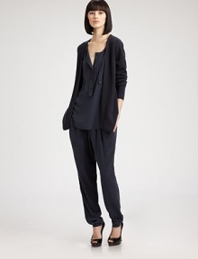 This slouchy style, tailored in a fluid silk blend, is finished with an elastic drawstring waist.Elastic drawstring waistSide slash pocketsFront pleatsInseam, about 3153% silk/47% acetateDry cleanImported of Italian fabricModel shown is 5'9 (175cm) wearing US size 4. This slouchy style, tailored in a fluid silk blend, is finished with an elastic drawstring waist.Elastic drawstring waistSide slash pocketsFront pleatsInseam, about 3153% silk/47% acetateDry cleanImported of Italian fabricModel shown is 5'9 (175cm) wearing US size 4.