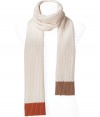 Stylish scarf in a fine, beige wool and angora blend - Wonderfully soft and comfortable - With a fashionable cable stitch - Casual color block look - Protection from the cold AND a styling hit - An indispensable basic for fall and winter - Great combination piece with all types of jackets and coats