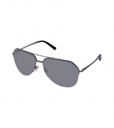 Timeless and modern with their angular frames, Dolce & Gabbanas mirrored aviator sunglasses are an easy way to add an edge of attitude to your outfit - Gunmetal-toned lightweight metal angular half-frames and handles with logo engraving at temples, mirrored charcoal lenses, clear nose-pieces, black earpieces - Lens filter category 3 - Comes with a logo-embossed hard carrying case and drawstring pouch - A cool choice, perfect for wearing with everything from suits and tailored coats to sporty parkas and jeans