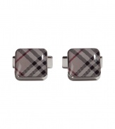 The distinctive logo check print informs these sophisticated cufflinks from Burberry London - Square shape, enamel check print - Perfect for your dressed up looks or as a thoughtful gift