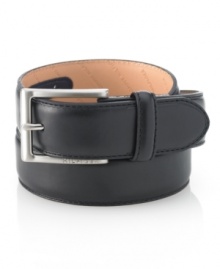 Dressed up or dressed down, this stitched smooth leather belt from Tommy Hilfiger works with your wardrobe. Dressed up or dressed down, this stitched smooth leather belt from Tommy Hilfiger works with your wardrobe.
