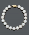 Add a hint of elegance with a fine strand of pearls. Bracelet features cultured freshwater pearls (9-10 mm) with a 14k gold clasp. Approximate length: 7-1/2 inches.